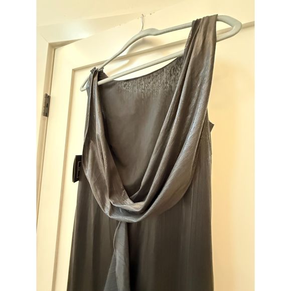 IEENA FOR MAC DUGGAL Black Metallic Jersey Cowl Back Column Gown - Size 12 - Picture 7 of 7